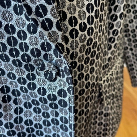 Peter Nygard Silver & Black Dot Roundels 3/4 sleeve jacket blazer art to wear - Picture 7 of 17